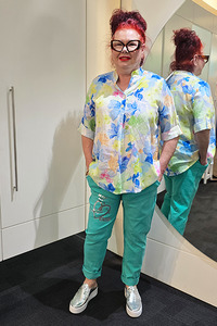 Lilliano: Metallic Heart Magic Pants Turquoise