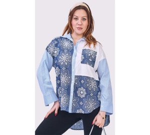 Lilliano: Floral Patch Pocket Shirt Blue