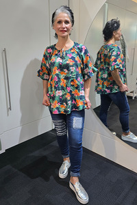 Glam: Tie Neck Top Navy