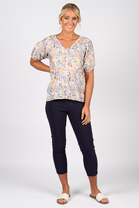 18: Printed V Neck Top Amalfi