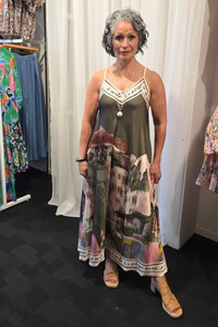 Lilliano: Sleeveless Water dress Green