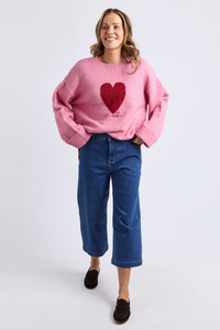 Intersia Heart Knit Quartz Pink