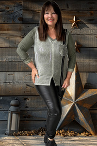 Lilliano: Suede Joy Sweatshirt Khaki