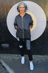 Lilliano: Rhinestone Slash Jacket Charcoal