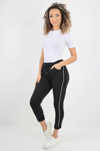 Lilliano: Magic Pants Rhinestone Stripe Black