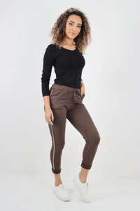 Magic Pants Rhinestone Stripe Chocolate