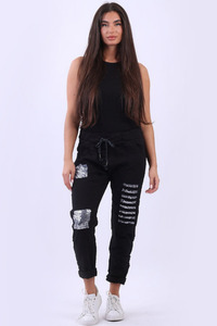 Magic Pants Sequin Patches Black