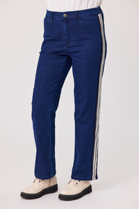20: Side Tape Straight Leg Jean Dark Denim