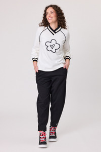 Daisy V Neck Sweatshirt White