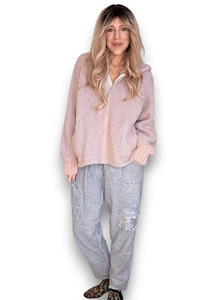 Italian Wear: Chenille Hoodie Jacket Pink