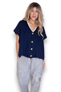Mohair Blend Vest Navy