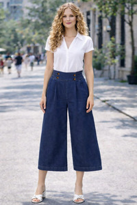Wide Leg Pants Dark Denim