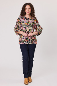 8: Toulon Pleated 3/4 Sleeve Blouse Black
