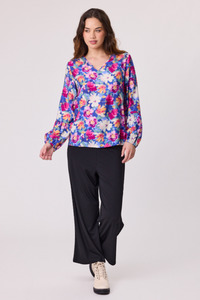 Indie V Neck Blouse Blue