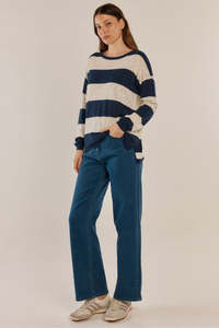 Natasha Knit Top Ocean Stripe