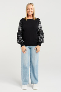 Lilith Top Check Lines Black