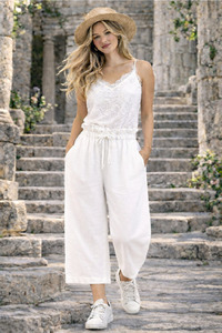 5/6 Linen Pants White