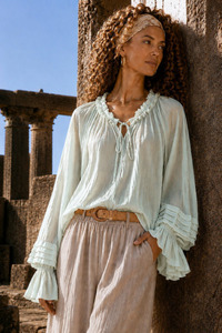 Tencel/Silk Pleat Sleeve  Green