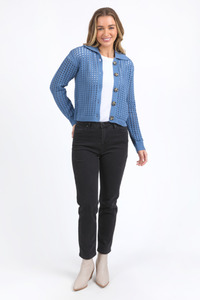 Clover Knit Cardi Coronet Blue