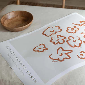 Wall Art: FLEURS PRINT RUST