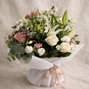 Luxury White & Blush Bouquet Flower Delivery Havelock North - Botanic Fusion