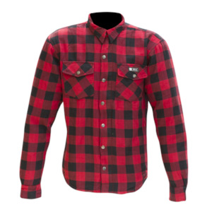 Mens Road Jackets: Merlin Axe Checkered Shirt - red