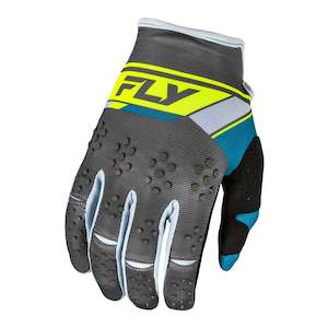 Mens Off Road Gloves: Fly Racing 2024 Kinetic Prix Gloves - Charcoal / Hi-Vis