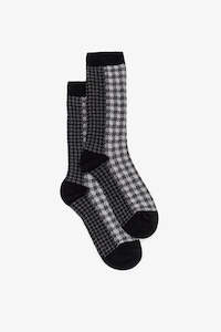Fashion Accessories: Houndstooth & Check Sock | Black