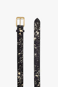 Fashion Accessories: Hide Belt Wide | Black & Gold Foil