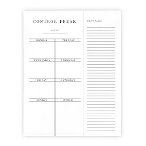 Slightly Sassy: Weekly List Pad - Control Freak