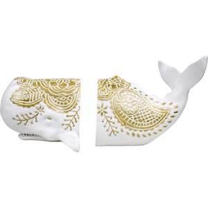 Stationary Books: Bohemian Whale Bookends
