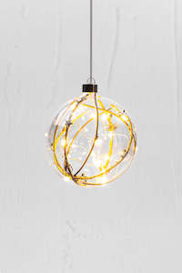 Festive sphere hanging glass light