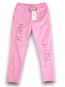 Pants: Bubblegum Plain Ripped Pants
