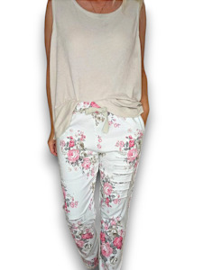 Pants: White High Tea Ripped Pants