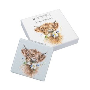 Wrendale Design 1: 'Daisy Coo' highland cow Compact Mirror