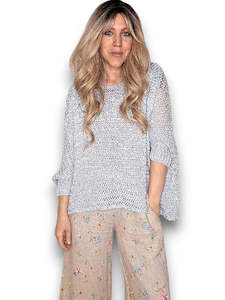 Tops 1: Silver Glitter Crew Neck Boxy Knit