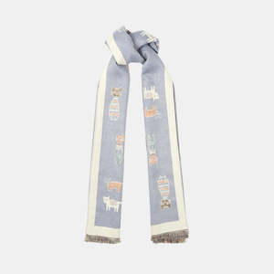 Cats Double Sided Scarf - Light Blue