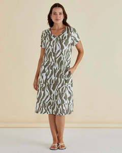 Dresses 1: Betty Basics Elwood Dress | Olive Geometric Print