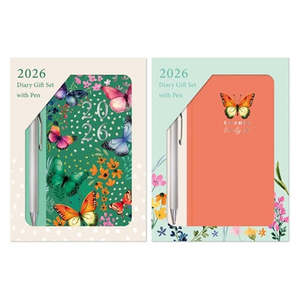 2024 Calendars Diaries: Gift Set Diary Slim WTV with Pen Butterfly