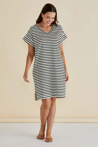 Dresses 1: Elise V Neck Cotton Rib Dress