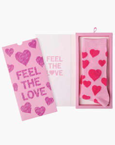 FEEL THE LOVE BAMBOO SOCK CARD - PINK / W2-8