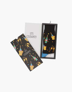 Socks: LET'S CELEBRATE BAMBOO SOCK CARD - BLACK / W2-8