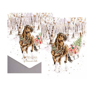 Wrendale Design 1: 'Snowy Sleigh Ride' horse Christmas Card Pack