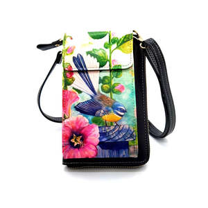 Bags 1: Leather Cell Phone Bag - Fantail Hollyhocks