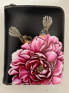 Leather Small Wallet Fantail & Camelia
