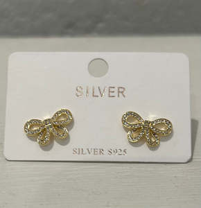Barb CZ Earrings 925 S Gold