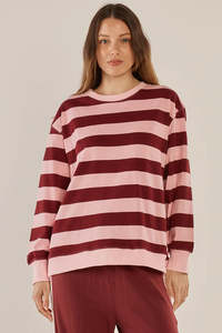 Tops 1: Stazie Sweatshirt - Pink/Red Stripe