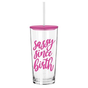 Glass Tumbler w/Straw - Sassy