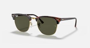 Ray Ban: RAY-BAN CLUBMASTER POLISHED TORT ON GOLD W G-15 GREEN