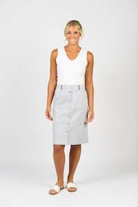 VASSALLI KNEE LENGTH SKIRT WITH CONTRAST BUTTONS